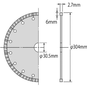 エビ ダイヤモンドカッター ウェーブレーザー(乾式) 304mm穴径30.5mm ダイヤモンドカッター ウェーブレーザー(乾式) 304mm穴径30.5mm WL305305 画像3