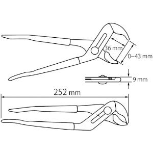 エビ ウォーターポンププライヤー“ポンプラスケルトン” ブルー 252mm ウォーターポンププライヤー“ポンプラスケルトン” ブルー 252mm WP250HB 画像3