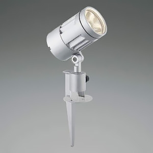 コイズミ照明 LED一体型エクステリアスポットライト 防雨型 スパイクタイプ 3000lmクラス HID70W相当 配光角15° 非調光 電球色 シルバー XU49111L