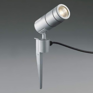 コイズミ照明 LED一体型エクステリアスポットライト 防雨型 スパイクタイプ 1000lmクラス JR12V50W相当 配光角15° 調光 電球色 シルバー XU49183L