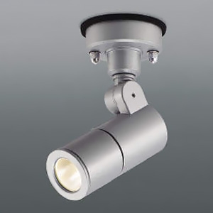 コイズミ照明 LED一体型エクステリアスポットライト 防雨型 フランジタイプ 400lmクラス JDR65W相当 非調光 配光角15° 電球色 シルバー XU48081L