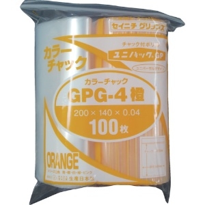 セイニチ ユニパック GP G‐4 カラーチャック ダイダイ ユニパック GP G‐4 カラーチャック ダイダイ GP 画像2