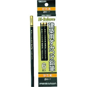 タジマ 建築用すみつけ鉛筆 かため(2H)6本入 建築用すみつけ鉛筆 かため(2H)6本入 KNE6-2H