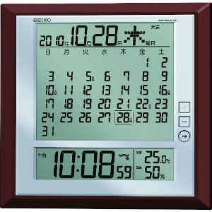 SEIKO 液晶マンスリーカレンダー機能付き電波掛置兼用時計 茶メタリック塗装 液晶マンスリーカレンダー機能付き電波掛置兼用時計 茶メタリック塗装 SQ421B