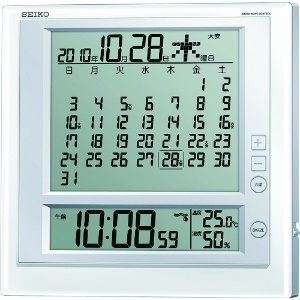 SEIKO 液晶マンスリーカレンダー機能付き電波掛置兼用時計 P枠 白パール 液晶マンスリーカレンダー機能付き電波掛置兼用時計 P枠 白パール SQ422W