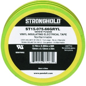 ストロングホールド StrongHoldビニールテープ 一般用途用 イエロー/グリーン 幅19.1mm 長さ20m ST15-075-66GRYL ST15-075-66GRYL