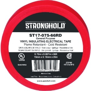 ストロングホールド StrongHoldビニールテープ 一般用途用 赤 幅19.1mm 長さ20m ST17-075-66RD ST17-075-66RD