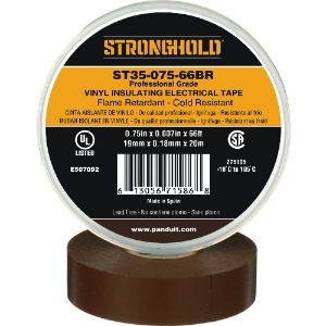 ストロングホールド StrongHoldビニールテープ 耐熱・耐寒・難燃 プロ仕様グレード 茶 幅19.1mm 長さ20m ST35-075-66BR ST35-075-66BR