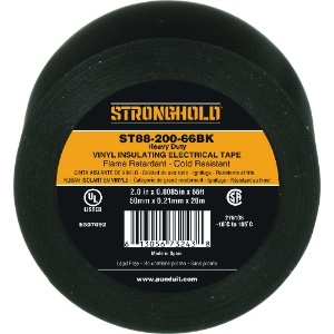 ストロングホールド StrongHoldビニールテープ 耐熱・耐寒・難燃 ヘビーデューティーグレード 黒 幅50.8mm 長さ20m ST88-200-66BK StrongHoldビニールテープ 耐熱・耐寒・難燃 ヘビーデューティーグレード 黒 幅50.8mm 長さ20m ST88-200-66BK ST88-200-66BK