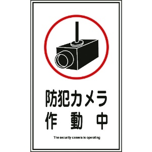 緑十字 イラストステッカー標識 防犯カメラ作動中 貼123 200×120mm 10枚組 047123