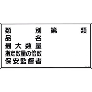 緑十字 消防・危険物標識 類別・品名・保安監督者 KHY-16R 300×600mm エンビ 消防・危険物標識 類別・品名・保安監督者 KHY-16R 300×600mm エンビ 054016