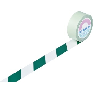 緑十字 ガードテープ(ラインテープ) 白/緑(トラ柄) GT-501WG 50mm幅×100m 148064