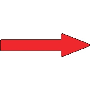 緑十字 配管方向表示ステッカー →赤矢印 貼矢43 30×100mm 10枚組 アルミ 193343