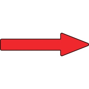 緑十字 配管方向表示ステッカー →赤矢印 貼矢44 20×70mm 10枚組 アルミ 193444