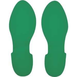 緑十字 路面表示ステッカー 足型/緑 QCFT-G 280×100mm 左右各1枚/計2枚組 403001