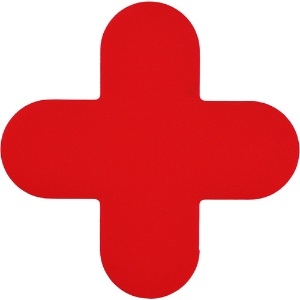 緑十字 路面表示ステッカー 十字型 赤 QCC-R 150×150mm 10枚組 PVC 403033