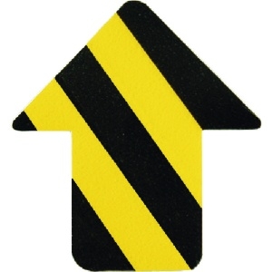 緑十字 路面表示ステッカー 矢印型 黄/黒 QCA-TR 76×70mm 10枚組 PVC 403045