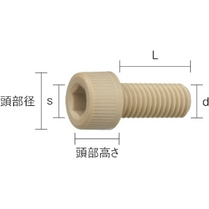 TRUSCO ポリフェニレンサルファイド(PPS) 六角穴付ボルト M3X12 50本入 ポリフェニレンサルファイド(PPS) 六角穴付ボルト M3X12 50本入 BPPS-CBM3X12 画像2