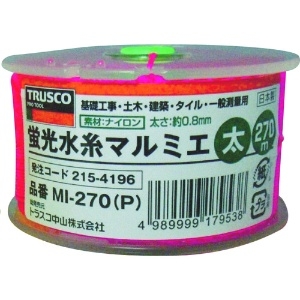 TRUSCO 蛍光水糸マルミエ 太 270m 蛍光水糸マルミエ 太 270m MI-270-P