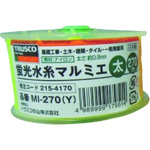 TRUSCO 蛍光水糸マルミエ 太 270m MI-270-Y