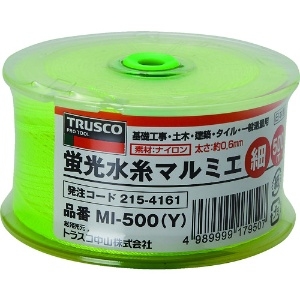 TRUSCO 蛍光水糸マルミエ 細 500m MI-500-Y