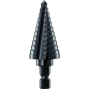TRUSCO ステップドリル 2枚刃黒染め表面処理 6〜27mm 段数12 NMS-27