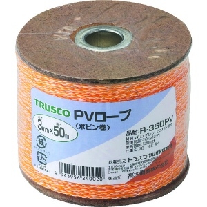 TRUSCO PVロープ 3つ打 線径3mmX長さ50m PVロープ 3つ打 線径3mmX長さ50m R-350PV