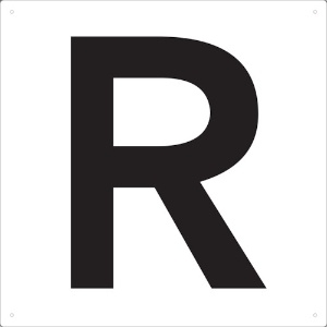 TRUSCO 表示板 アルファベット「R」 420X420 TAEH-R