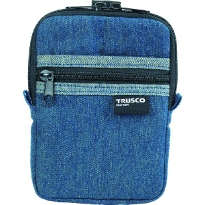 TRUSCO 【生産完了品】デニムコンパクトケース 2ポケット ブルー TDC-K101