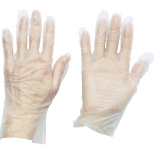 TRUSCO ポリエチレン 使い捨て手袋 ウェーブカットタイプS (100枚入) TGCPE025S