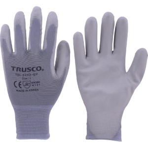 TRUSCO カラーナイロン手袋PU手のひらコート グレー L TGL-3232-GY-L