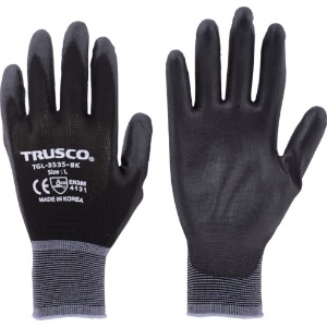 TRUSCO カラーナイロン手袋PU手のひらコート ブラック L カラーナイロン手袋PU手のひらコート ブラック L TGL-3535-BK-L