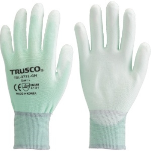 TRUSCO カラーナイロン手袋PU手のひらコート グリーン M TGL-3731-GN-M