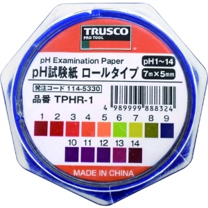 TRUSCO pH試験紙 ロールタイプ 7mm×5M Ph1〜14 TPHR-1