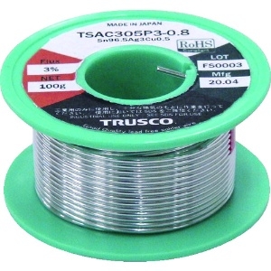 TRUSCO 鉛フリーやに入りはんだ 100G巻0.8 鉛フリーやに入りはんだ 100G巻0.8 TSAC305P3-0.8