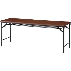 TRUSCO 折りたたみ会議テーブル 1500X450XH700 棚板付 ウォールナット TSTT-1545-WN