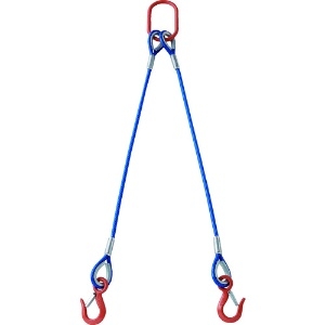 TRUSCO 2本吊玉掛ワイヤーロープスリング(カラー被覆付)アルミロックタイプ 青透明1M TWSP2P12S1