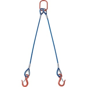 TRUSCO 2本吊玉掛ワイヤーロープスリング(カラー被覆付)アルミロックタイプ 青透明2M TWSP2P12S2