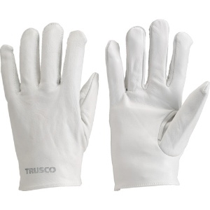 TRUSCO 袖なし革手袋 クレスト牛革製 フリーサイズ ホワイト TYK-KW