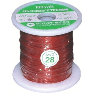 サンハヤト ジュンフロンETFE電線100M赤色 AWG28-100M-RED