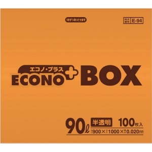 サニパック E-94エコノプラスBOX90L半透明 (100枚入) E-94-HCL