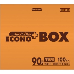 サニパック E-94エコノプラスBOX90L半透明 (100枚入) E-94エコノプラスBOX90L半透明 (100枚入) E-94-HCL