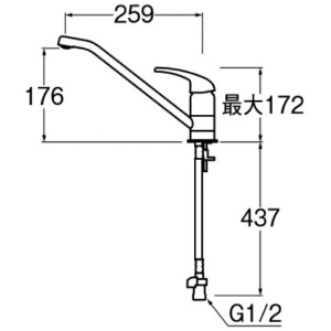 SANEI シングルワンホール混合栓 シングルワンホール混合栓 K87110TJV-13 画像2
