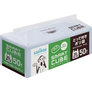 サニパック スマートキューブとって付き30L半透明 50枚 スマートキューブとって付き30L半透明 50枚 SC39