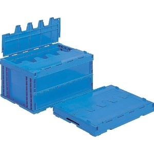サンコー フタ一体型折りたたみコンテナー 554720 サンクレットオリコンP75B-S(底面嵌合突起有)ブルー SKSO-P75B-S-BL