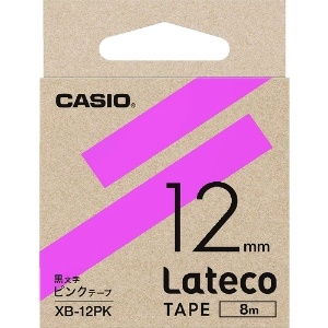 カシオ ラテコ(Lateco)専用詰め替えテープ 12mm ピンクテープに黒文字 XB12PK