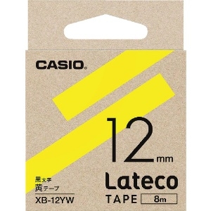 カシオ ラテコ(Lateco)専用詰め替えテープ 12mm 黄テープに黒文字 ラテコ(Lateco)専用詰め替えテープ 12mm 黄テープに黒文字 XB12YW