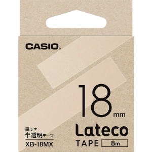 カシオ ラテコ(Lateco)専用詰め替えテープ 18mm 半透明に黒文字 XB18MX