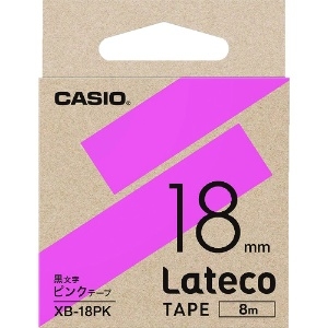 カシオ ラテコ(Lateco)専用詰め替えテープ 18mm ピンクテープに黒文字 ラテコ(Lateco)専用詰め替えテープ 18mm ピンクテープに黒文字 XB18PK
