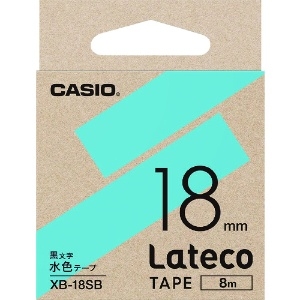 カシオ ラテコ(Lateco)専用詰め替えテープ 18mm 水色テープに黒文字 XB18SB